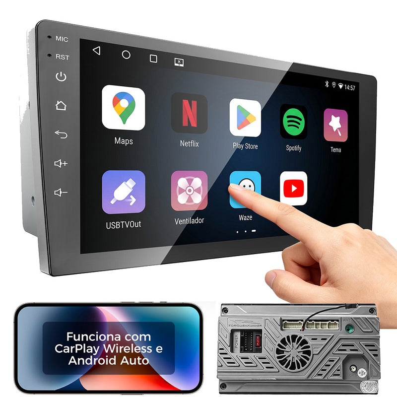9 英寸 IPS 2.5D 车载多媒体导航一体机 VPL-1109/232 | 4 核 2G+32G，Android 14，无线 CarPlay/Android Auto，GPS 导航，5G WiFi 蓝牙 5.0，AHD 倒车影像，DVR 行车记录，ANATEL 认证