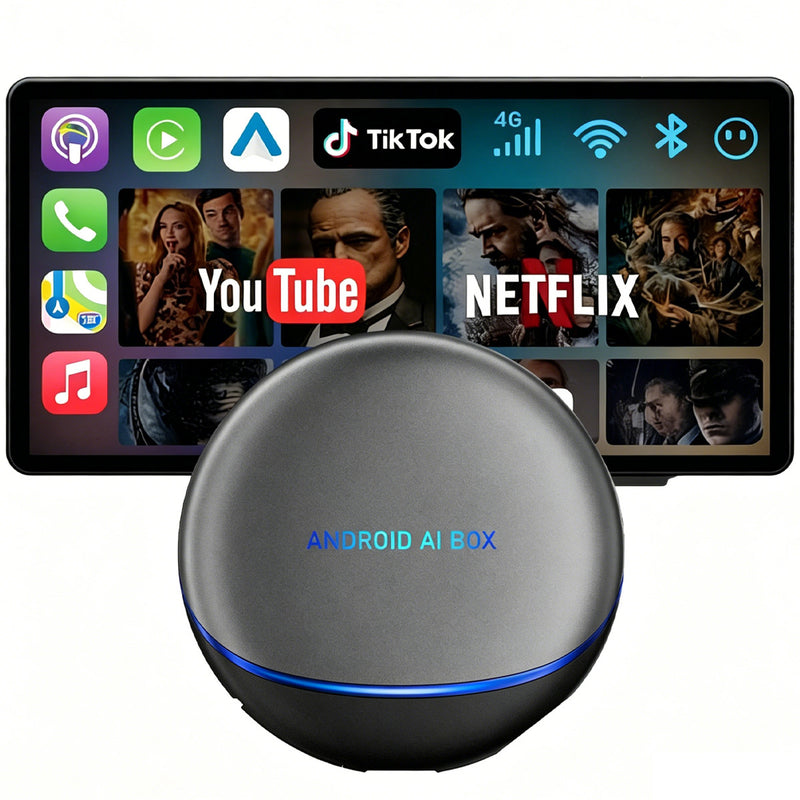 Android AI Box 智能车载盒子 | 八核 8G+128G，无线 CarPlay/Android Auto，Android 12 系统，5G WiFi 蓝牙 5.0，4G 全网通，支持 SIM/TF/HDMI，即插即用