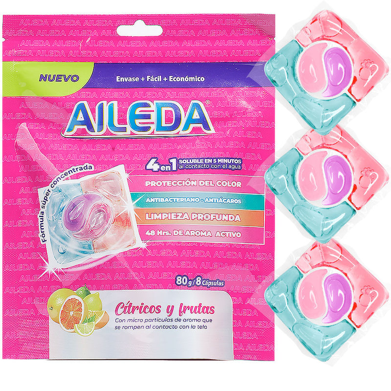 AILEDA 3袋 柑橘+樱花+小苍兰百合 洗衣凝珠 三色三腔洗衣凝珠 4 效合一洁净留香抑菌护色浓缩洗衣液珠 24颗