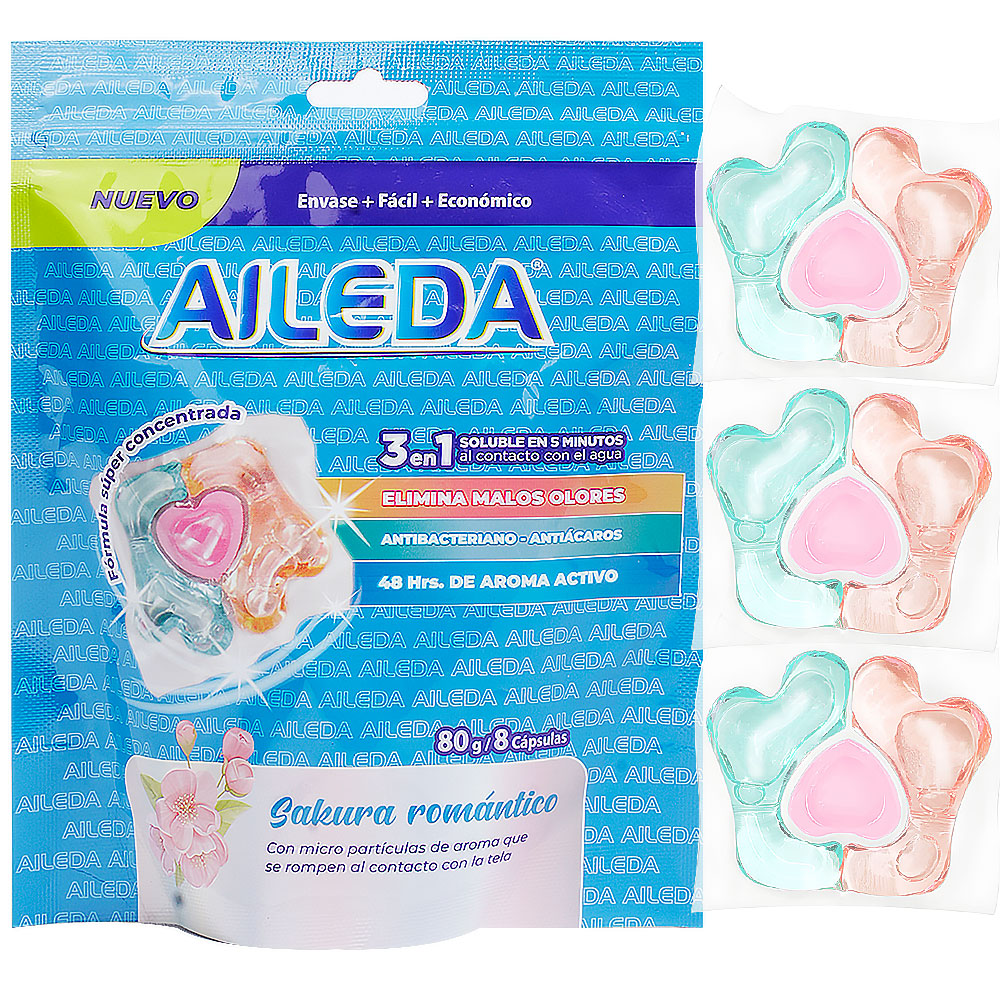 AILEDA 3袋 柑橘+樱花+小苍兰百合 洗衣凝珠 三色三腔洗衣凝珠 4 效合一洁净留香抑菌护色浓缩洗衣液珠 24颗