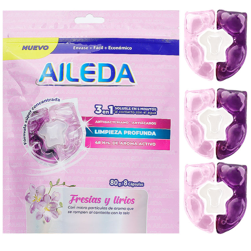 AILEDA 3袋 柑橘+樱花+小苍兰百合 洗衣凝珠 三色三腔洗衣凝珠 4 效合一洁净留香抑菌护色浓缩洗衣液珠 24颗