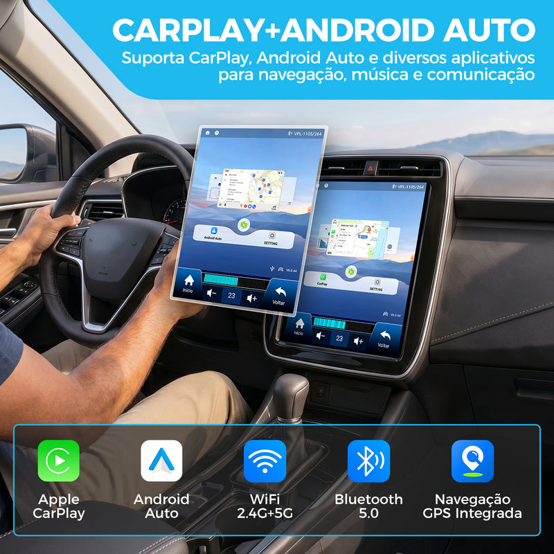 9.7 英寸 QLED 车载多媒体导航一体机 | Android 14 + 4G+64G，无线 CarPlay/Android Auto，内置 GPS 导航，5G WiFi 蓝牙 5.0，DSP 音效，全套安装配件