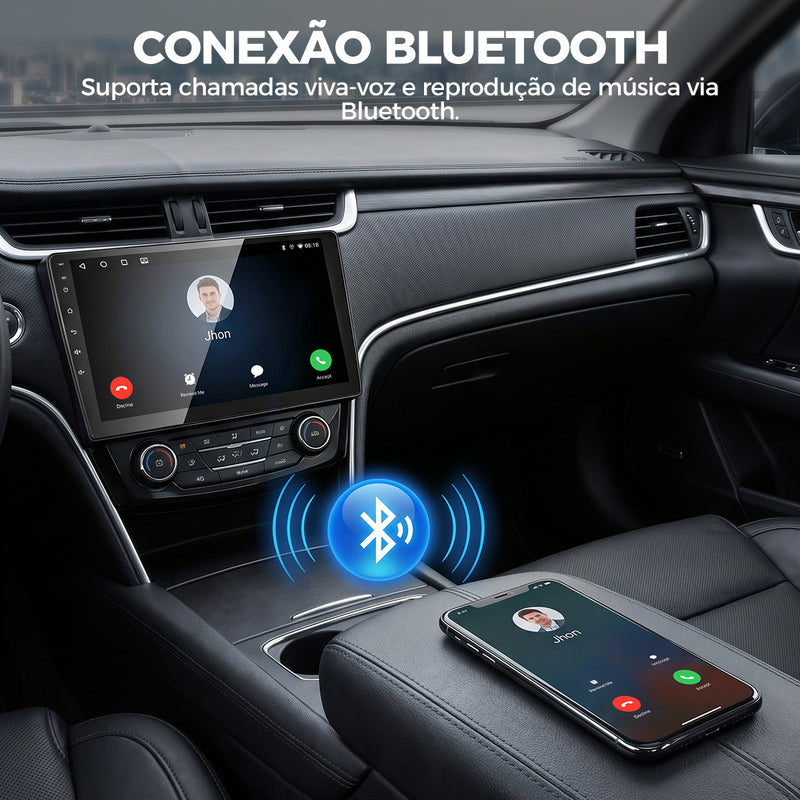 10 英寸 QLED 2.5D 车载多媒体导航一体机 | 4 核 4G+64G，Android 14，无线 CarPlay/Android Auto，GPS 导航，5G WiFi 蓝牙 5.0，AHD 倒车影像，DVR 行车记录