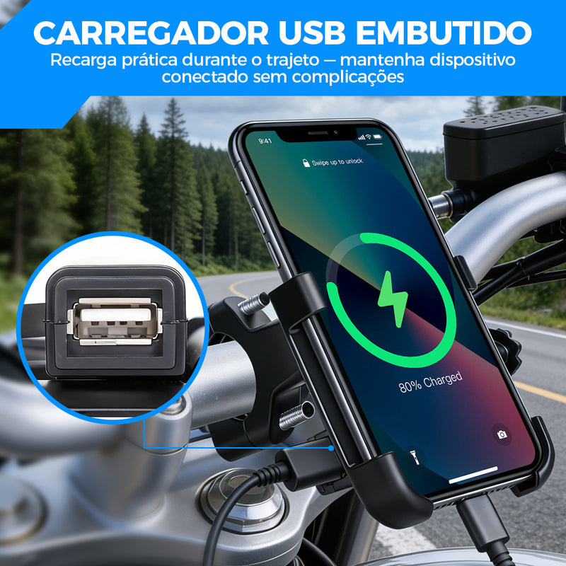 ATEC 摩托车手机支架 带 USB 快充 360° 可旋转电动车通用可调节导航固定架