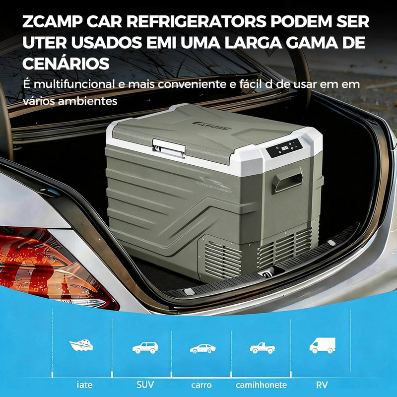 ZCAMP 44L 大容量车载压缩机冰箱 -20℃~20℃ 手机 APP 智能控制 可反转门 低噪音 快速制冷 适用自驾/露营/钓鱼/房车/游艇 家用车用两相宜