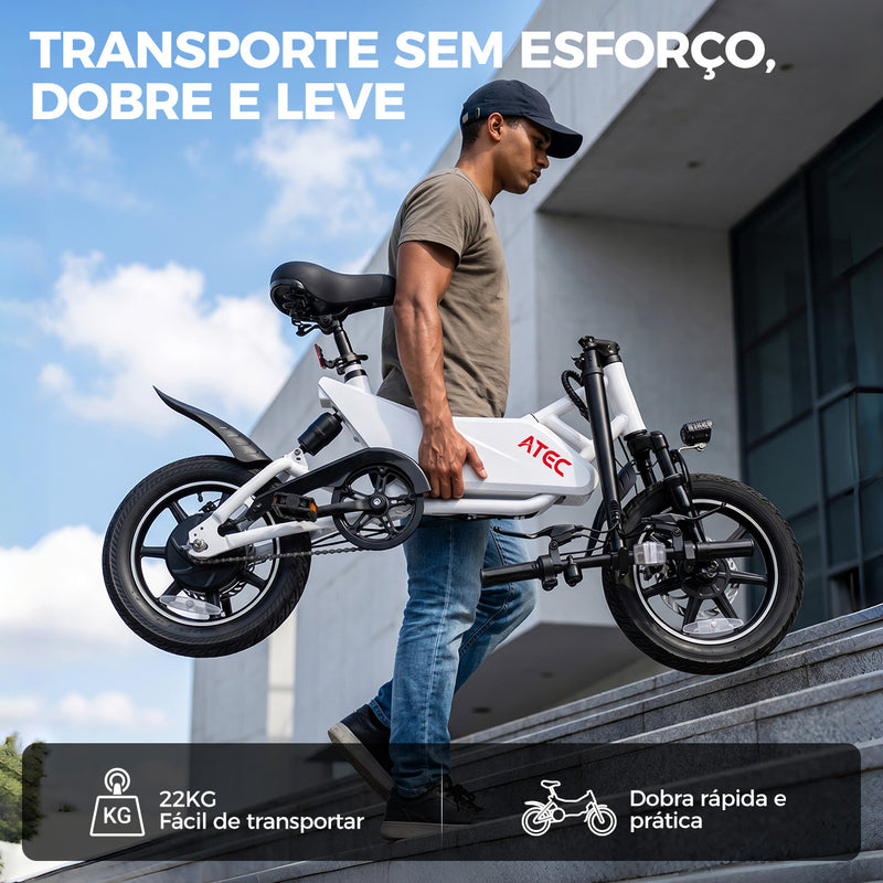 ATEC 超轻折叠电动自行车 350W 无刷电机 36V 锂电代步电助力车 城市通勤迷你小型电动车