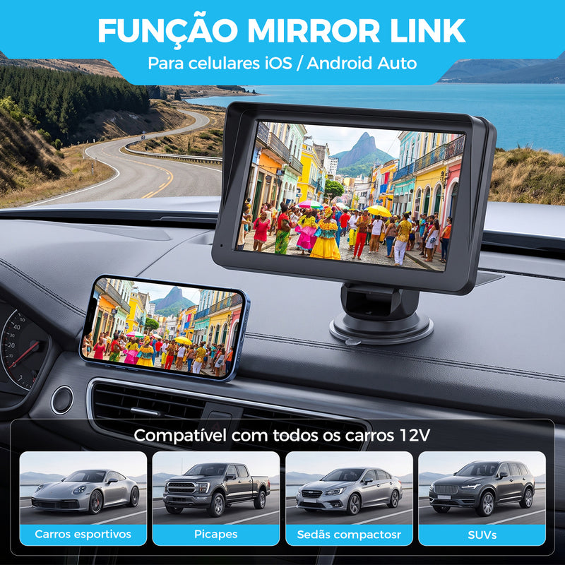 无线 CarPlay + Android Auto 车载智能屏 | 1024×600 高清 IPS，5G WiFi，四路音频输出，稳固耐用