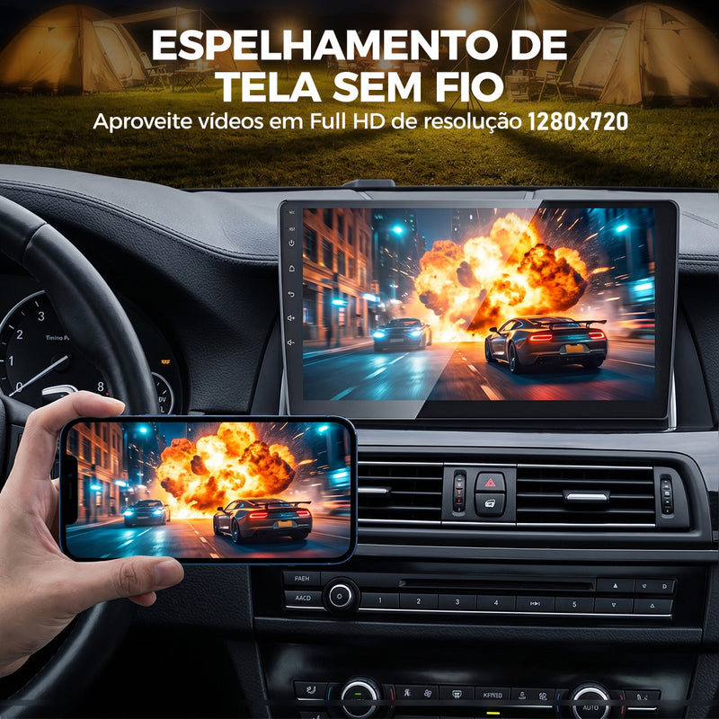 10 英寸 QLED 2.5D 车载多媒体导航一体机 | 4 核 4G+64G，Android 14，无线 CarPlay/Android Auto，GPS 导航，5G WiFi 蓝牙 5.0，AHD 倒车影像，DVR 行车记录
