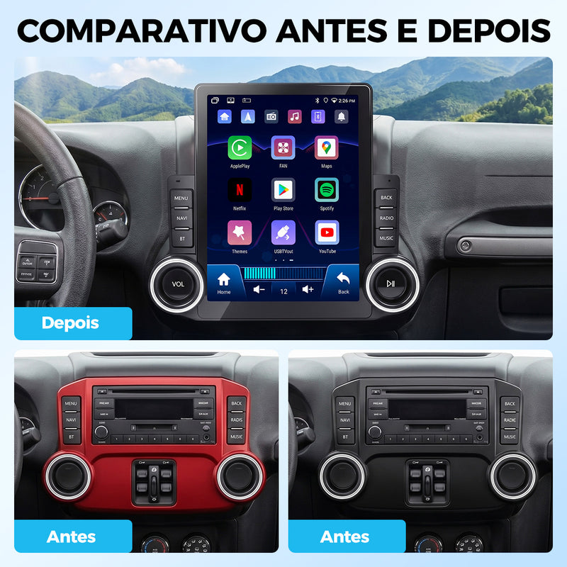 9.7 英寸 QLED 竖向车载多媒体导航一体机 VPL-1168 | 八核 4G+64G，Android 14，无线 CarPlay/Android Auto，GPS 导航，5G WiFi 蓝牙 5.0，DSP 音效，360° 全景摄像头支持