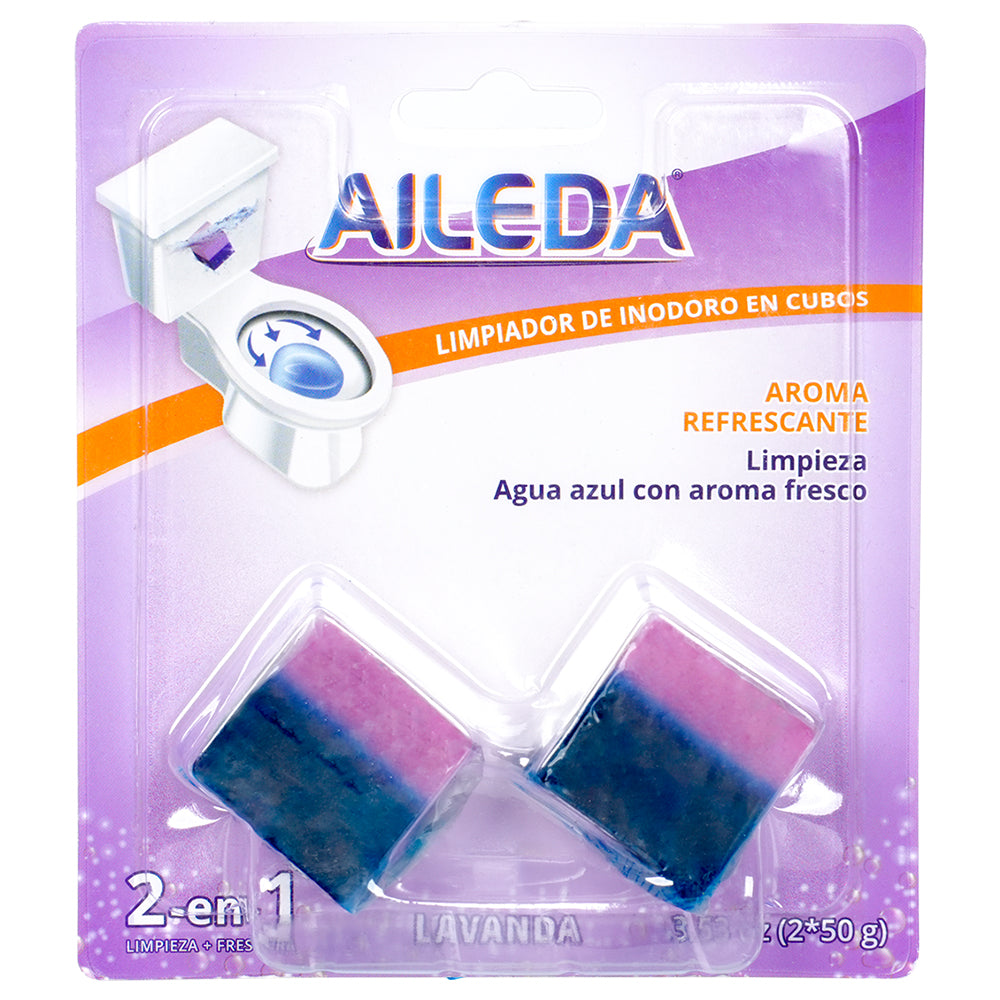 AILEDA 双色薰衣草香洁厕块 马桶水箱蓝泡泡洁厕宝 除垢抑菌留香厕所清洁剂 一卡 2 颗装