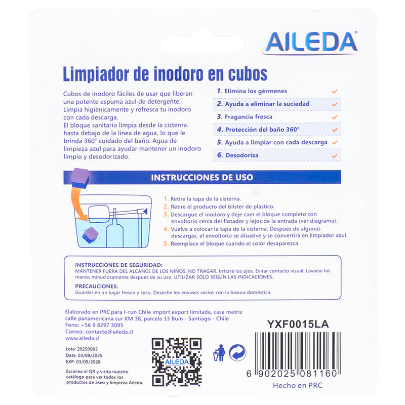 AILEDA 双色薰衣草香洁厕块 马桶水箱蓝泡泡洁厕宝 除垢抑菌留香厕所清洁剂 一卡 2 颗装