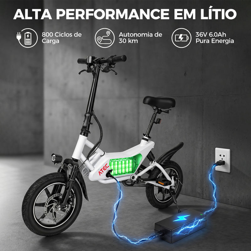 ATEC 超轻折叠电动自行车 350W 无刷电机 36V 锂电代步电助力车 城市通勤迷你小型电动车