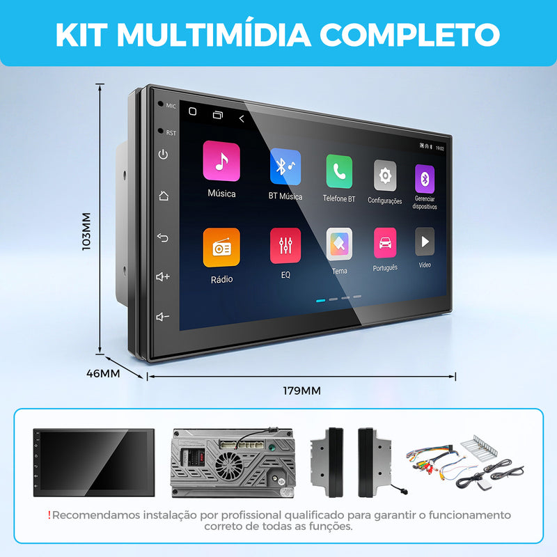 7 英寸 IPS 2.5D 车载多媒体导航一体机 VPL-1107/264 | 4 核 2G+64G，Android 14，无线 CarPlay/Android Auto，GPS 导航，5G WiFi 蓝牙 5.0，DSP 数字音效，ANATEL 认证