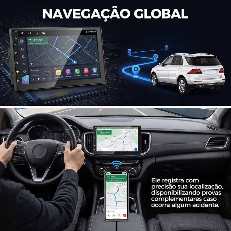 7 英寸 IPS 2.5D 车载多媒体导航一体机 VPL-1107/264 | 4 核 2G+64G，Android 14，无线 CarPlay/Android Auto，GPS 导航，5G WiFi 蓝牙 5.0，DSP 数字音效，ANATEL 认证