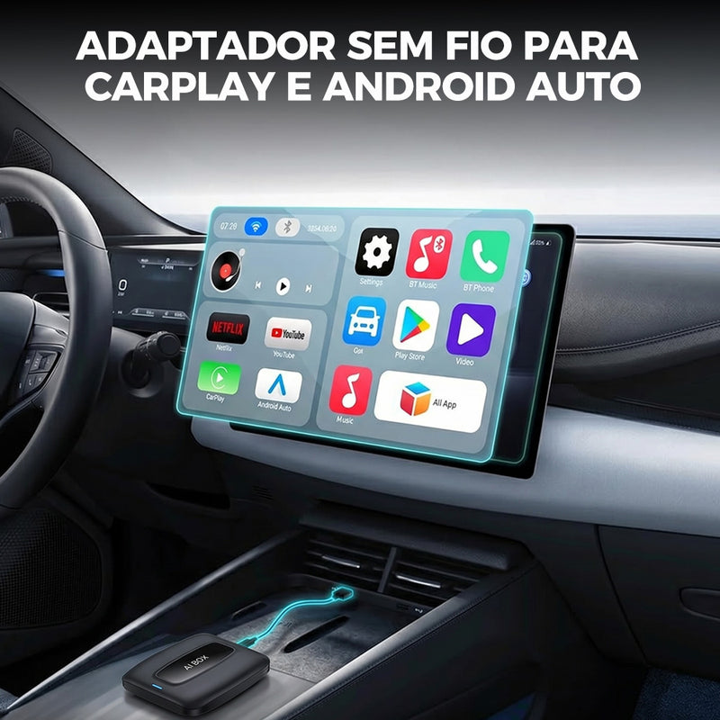 Android AI Box 智能车载盒子 | 八核 4G+64G，无线 CarPlay/Android Auto，Android 12 系统，5G WiFi 蓝牙 5.0，4G 全网通，支持 SIM/TF/Type-C，即插即用