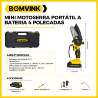 BOMVINK 4寸锂电单手小电锯 家用充电式迷你电链锯 园林果树修枝伐木锯