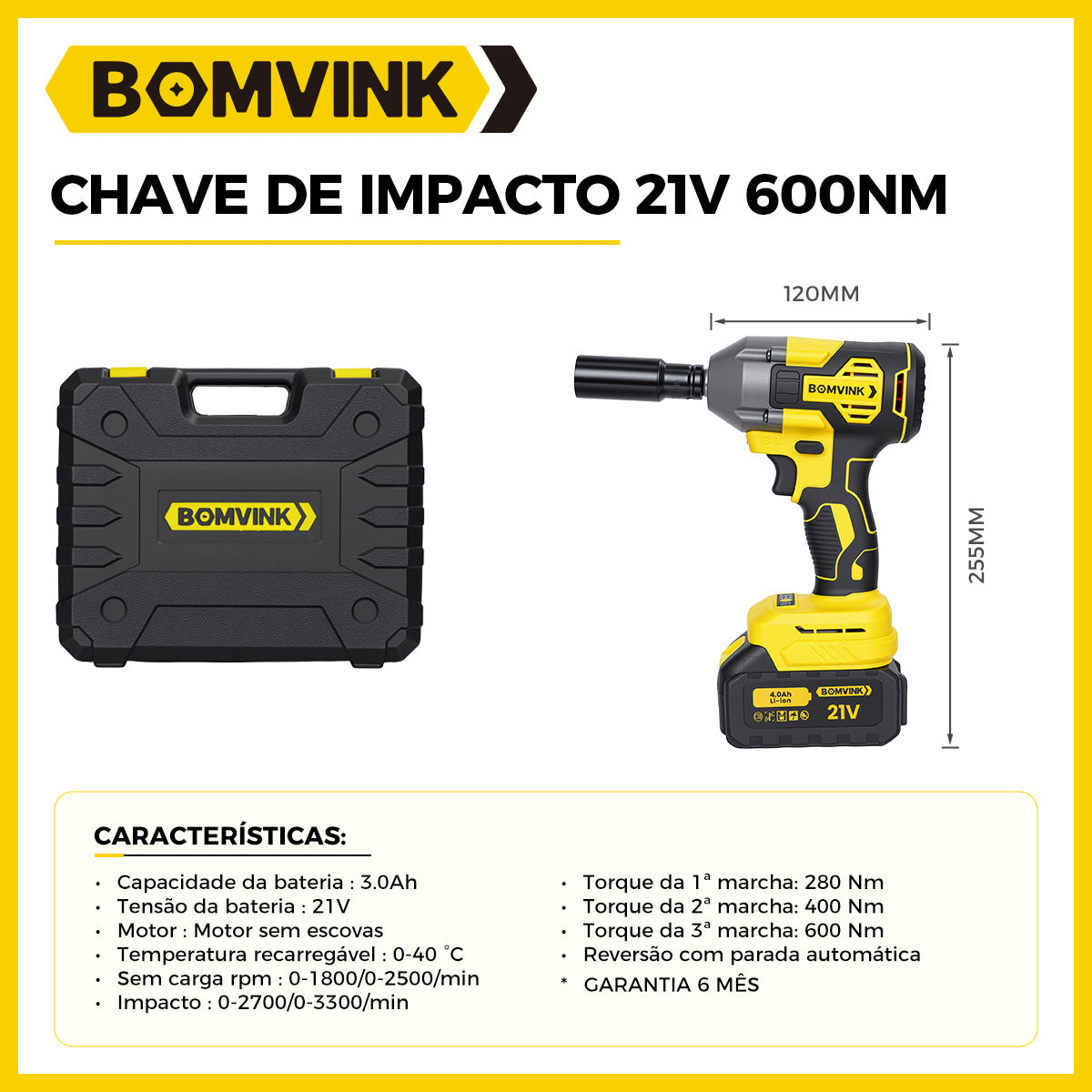 BOMVINK 无刷锂电冲击扳手 21V 大扭矩 600NM 汽修架子工专用充电式电动风炮
