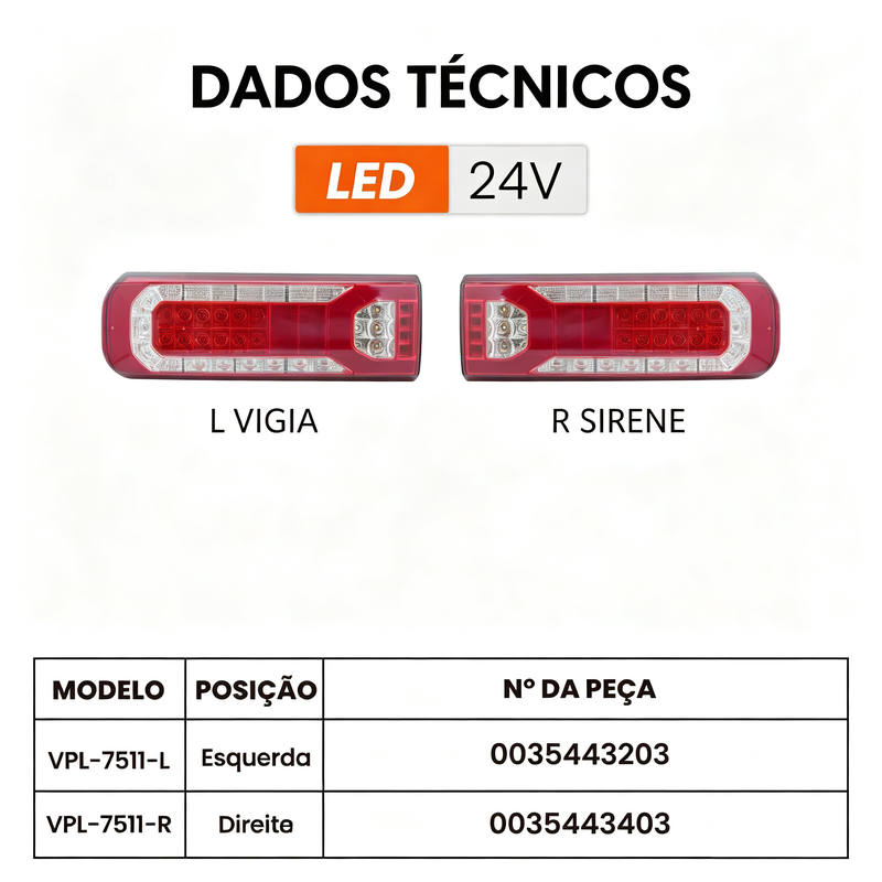 24V LED 奔驰 AXOR/ACTROS 卡车后尾灯 三合一高亮防水货车左右尾灯总成 VPL-7511