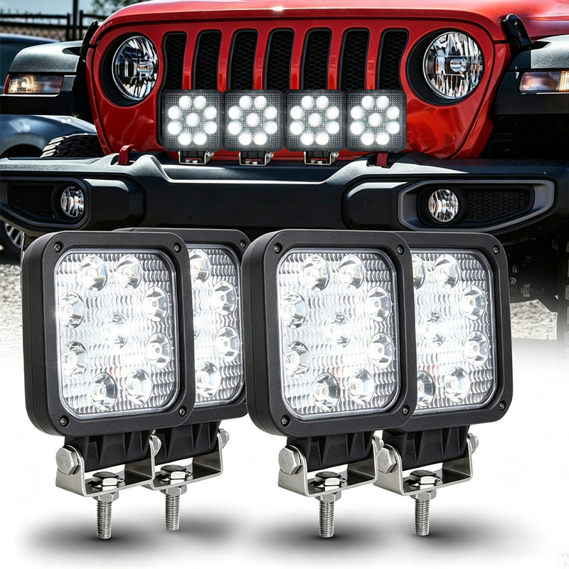 TORQUEHAMMER VPL-7313 2 件装 27W LED 辅助灯 3030LM 6000K 白光 IP67 防水防尘 9-50V 宽电压 180° 可调角度 越野/工程机械/卡车/拖拉机/叉车多场景适用