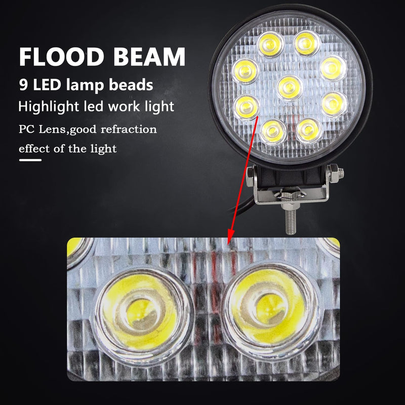 TORQUEHAMMER VPL-7312 2 件装 27W LED 辅助灯 3030LM 6000K 白光 IP67 防水防尘 9-50V 宽电压 180° 可调角度 越野/工程/船舶/应急救援/农场作业多场景适用
