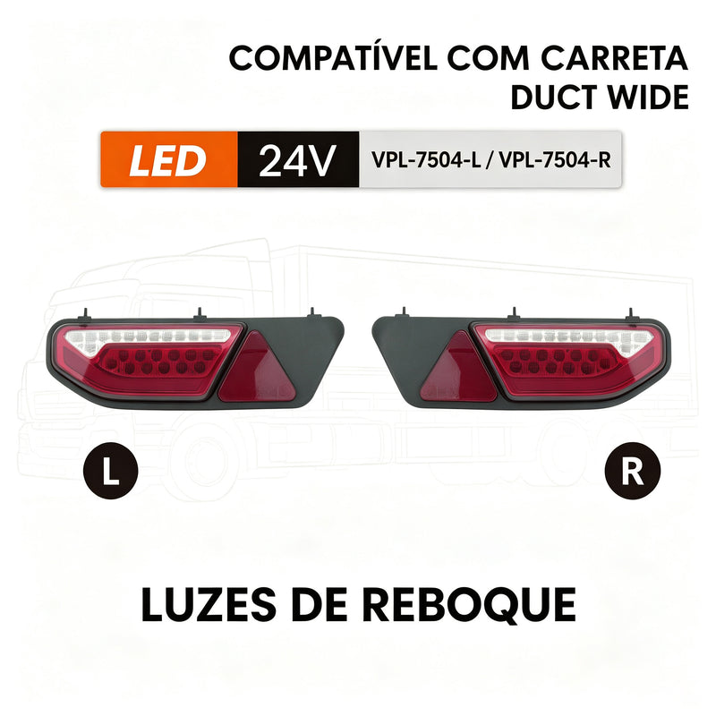 TORQUEHAMMER VPL-7504 挂车专用 LED 尾灯总成 左右分体设计 24V 高亮LED 防水防震 560mm 加宽光带 即插即用 半挂车/拖车/货柜车通用