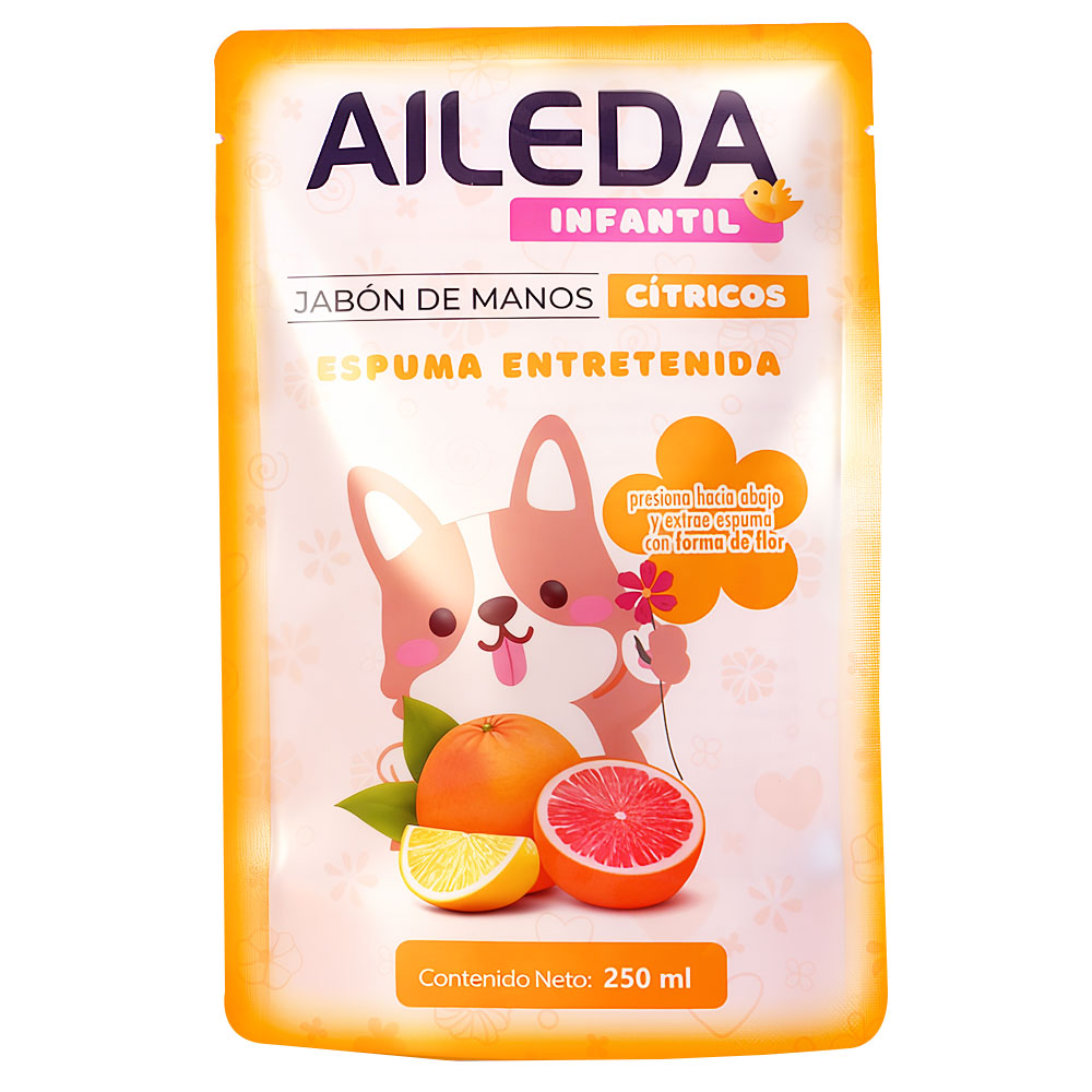 AILEDA 儿童花朵泡沫洗手液补充装 橙子果香宝宝泡泡洗手液替换装 250ml / 袋