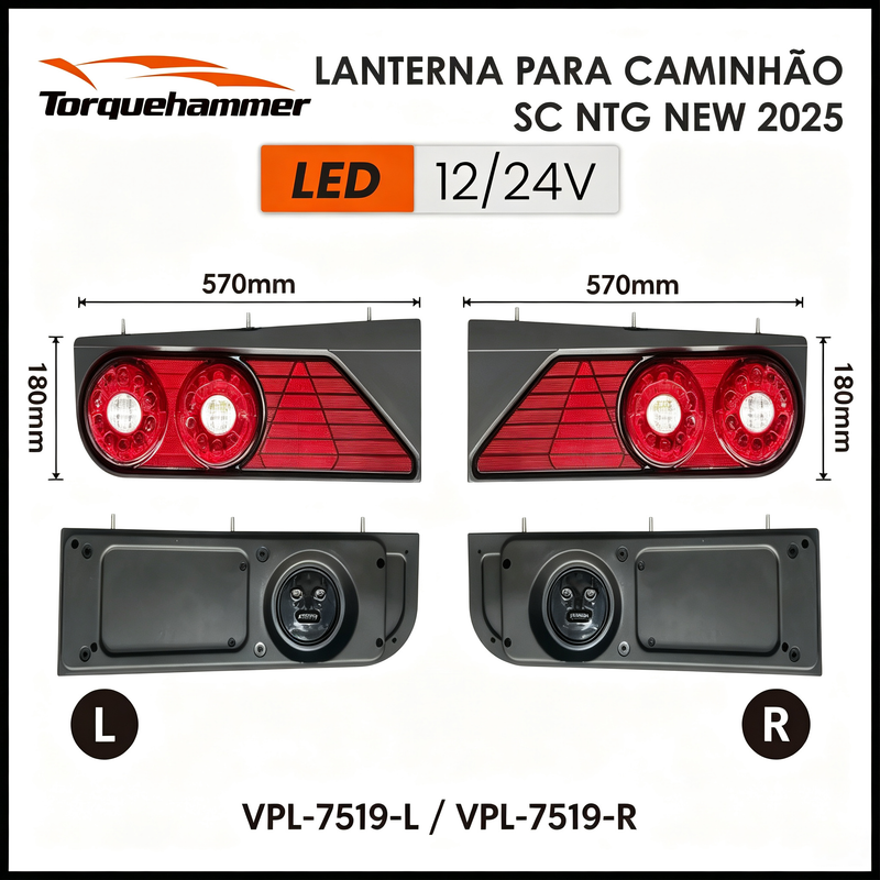 Torquehammer VPL-7519 12/24V LED 卡车侧组合灯（左/右）- 适配 SC NTG New 2025 车型