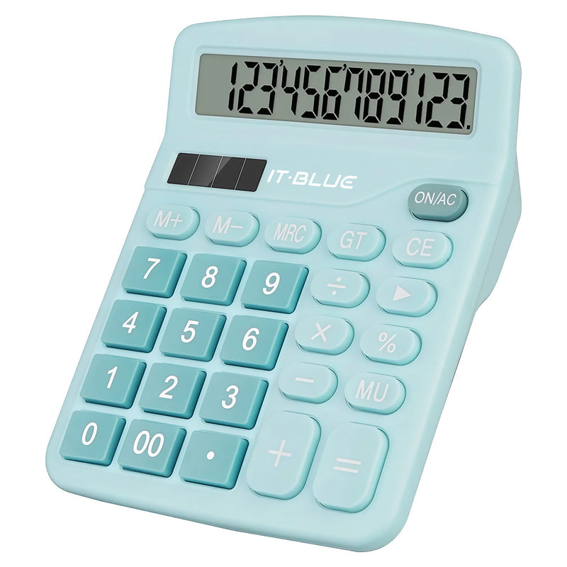 IT-BLUE 马卡龙双色 12 位大屏计算器 太阳能双电源办公财务计算器 学生考试便携计算机 IT-5303
