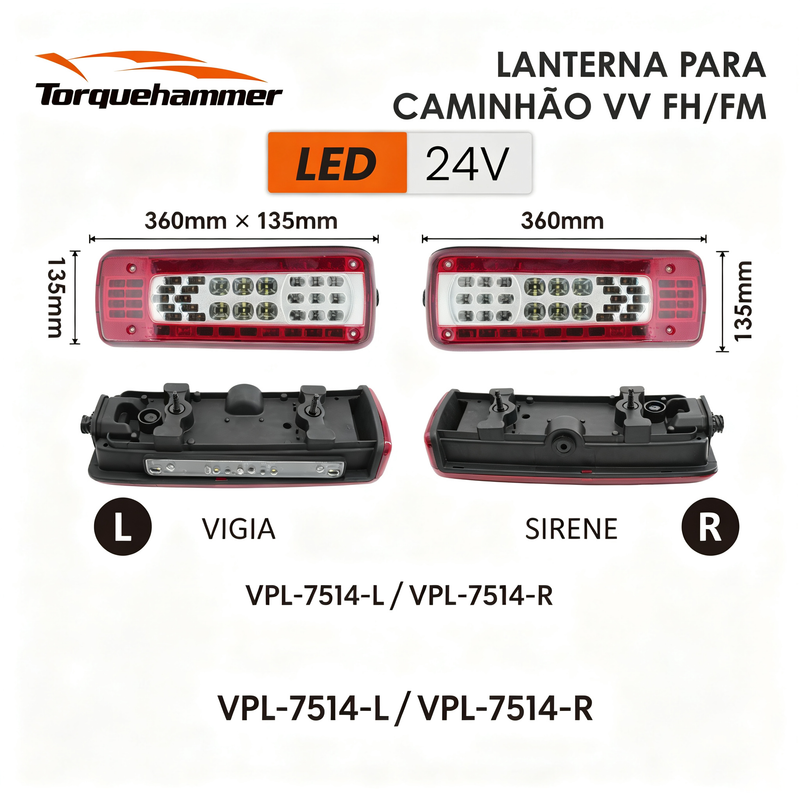 Torquehammer VPL-7514 24V LED 卡车侧组合灯（左/右）- 适配沃尔沃 FH/FM