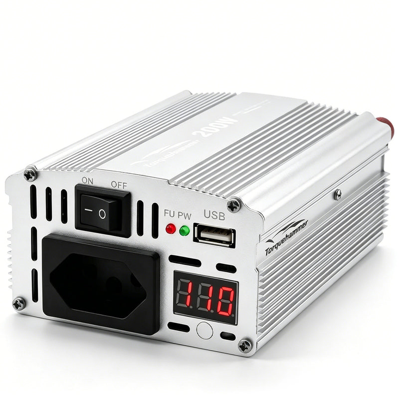 TORQUEHAMMER VPL-3651-1 200W 车载电源逆变器 12V 转 110V 纯正弦波 USB 充电口 小巧便携 自驾露营/商务出行/应急供电多场景适用