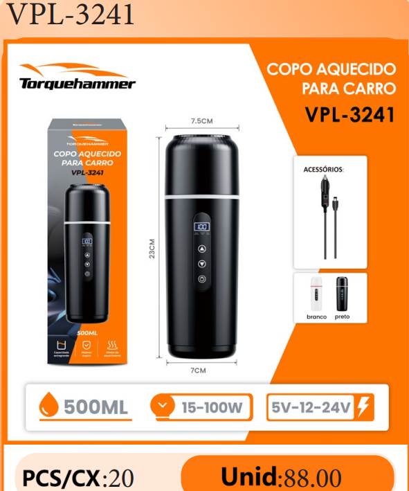 500ML 车载电热水杯 12V/24V 通用 304不锈钢内胆 五档智能温控 快速加热 三层防烫 防漏设计 长途自驾/户外露营/冲奶粉全能伴侣