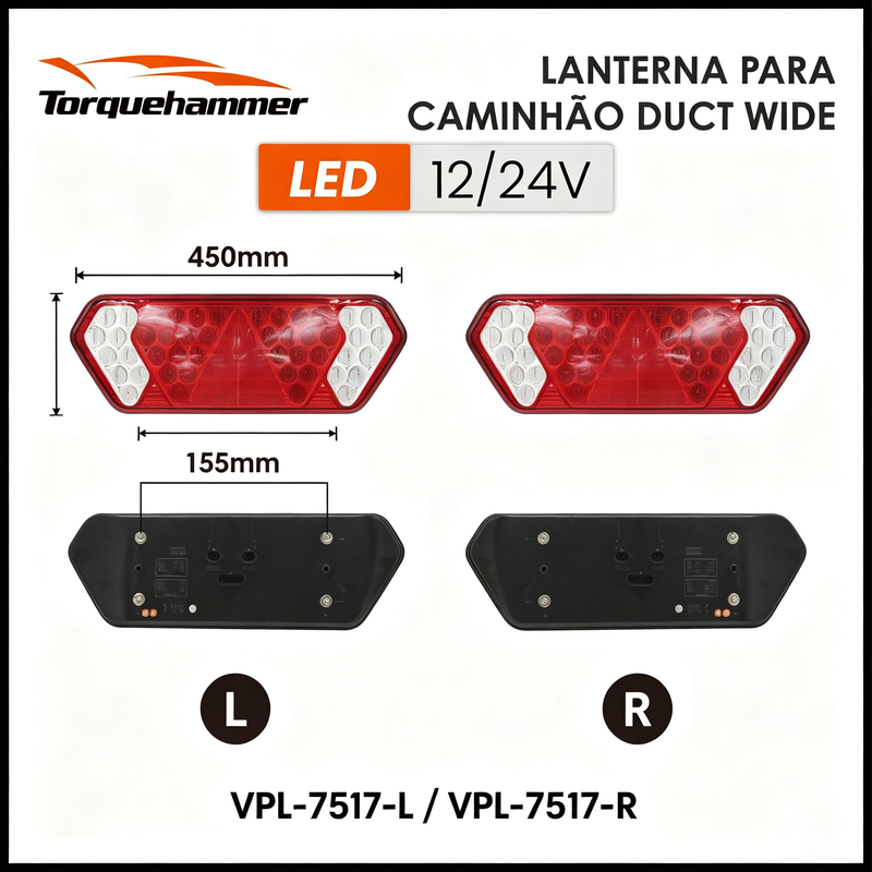 Torquehammer VPL-7517 12/24V LED 卡车侧组合灯（左/右）- 适配 DuC Wide 系列