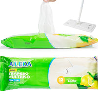 AILEDA 一次性带孔除尘湿拖布 40×60cm 静电地板湿巾 柠檬多香型免洗拖地湿巾 袋装 12 片