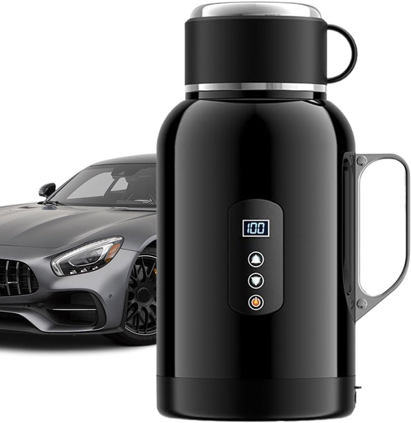 1500ML 大容量车载电热水杯 12V/24V 通用 快速加热 三层保温防烫 烧水泡茶冲咖啡 长途自驾旅行必备
