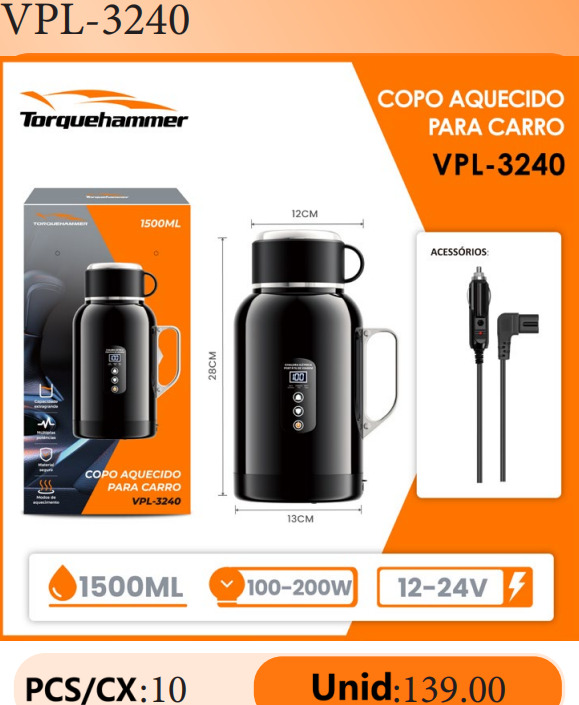 1500ML 大容量车载电热水杯 12V/24V 通用 快速加热 三层保温防烫 烧水泡茶冲咖啡 长途自驾旅行必备
