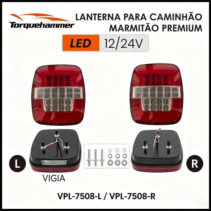 12V/24V通用LED卡车尾灯 IP65防水四功能一体Marmitão货车挂车刹车转向倒车示宽尾灯总成