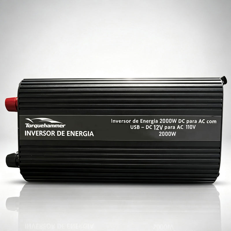 TORQUEHAMMER VPL-3653-5 2000W 超大功率车载电源逆变器 12V 转 110V 纯正弦波 双 USB 快充 3.4A 房车/露营/离网生活/户外作业全能供电站 咖啡机/冰箱/洗衣机/搅拌机/电钻一机搞定