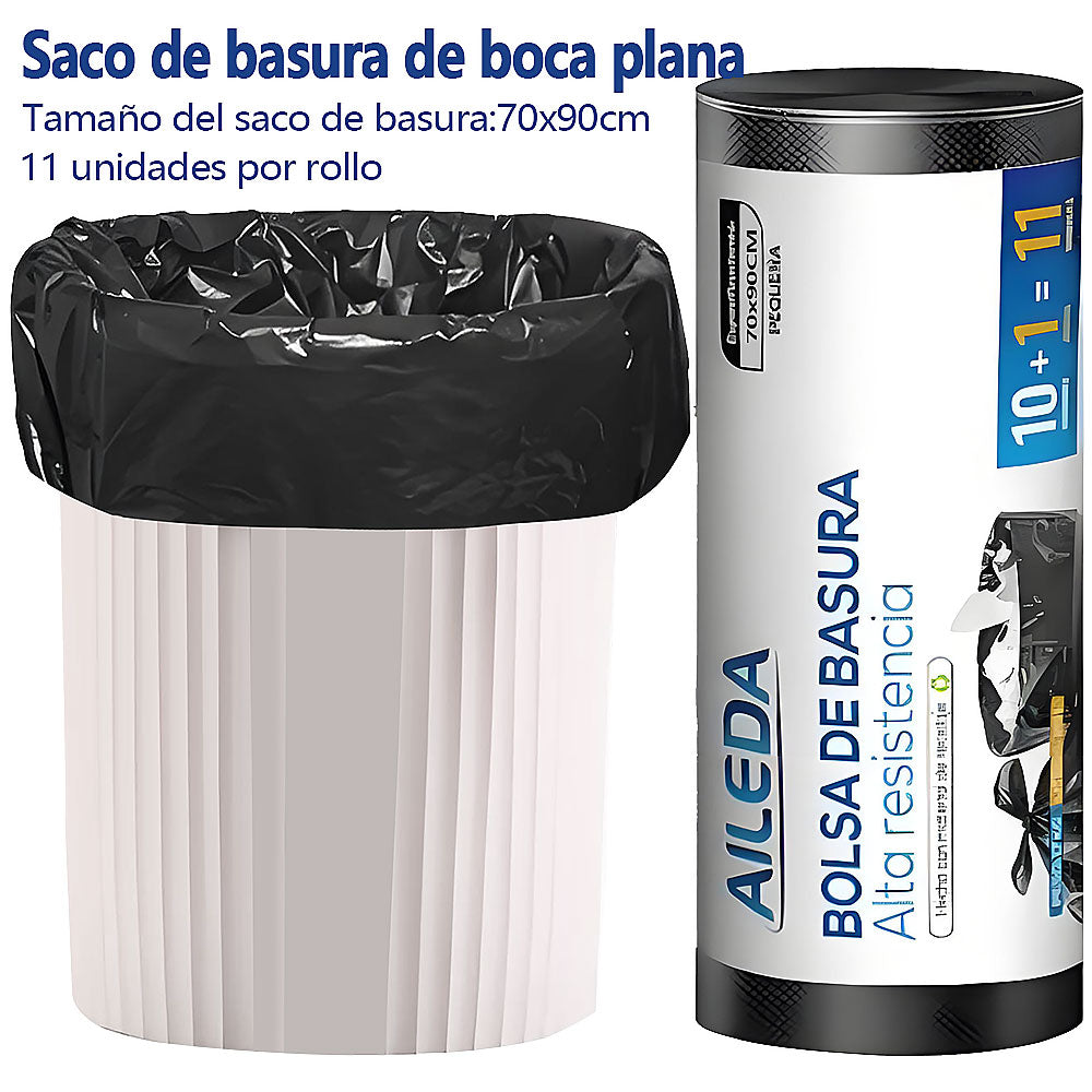AILEDA 平口大号黑色加厚垃圾袋 70×90cm 商用家用 60L 大容量平底 PE 塑料袋 单卷 10只
