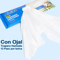 AILEDA 一次性带孔除尘湿拖布 40×60cm 静电地板湿巾 椰子多香型免洗拖地湿巾 袋装 12 片