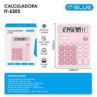 IT-BLUE 马卡龙双色 12 位大屏计算器 太阳能双电源办公财务计算器 学生考试便携计算机 IT-5303