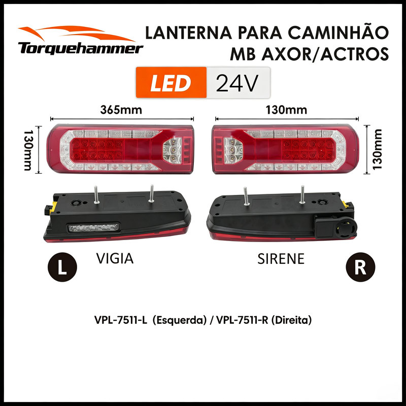 24V LED 奔驰 AXOR/ACTROS 卡车后尾灯 三合一高亮防水货车左右尾灯总成 VPL-7511