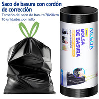 AILEDA 大号抽绳收口黑色垃圾袋 70×90cm 商用家用加厚防漏手提式 PE 塑料袋 单卷 10 只