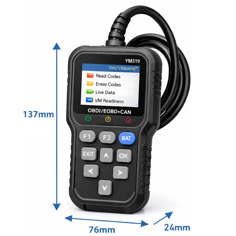 TORQUEHAMMER VPL-8201 OBD2 汽车故障诊断仪 2.4英寸 IPS 彩屏 读码清码 实时数据流 I/M 就绪检测 电池电压检测 支持 OBDII/EOBD/CAN 协议 1996 年后汽油车/柴油车通用 自助修车必备