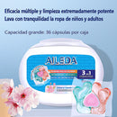AILEDA 三爱心三色 3 合 1 洗衣凝珠 浪漫樱花香除菌除螨护色留香机洗洗衣珠 盒装 36 颗