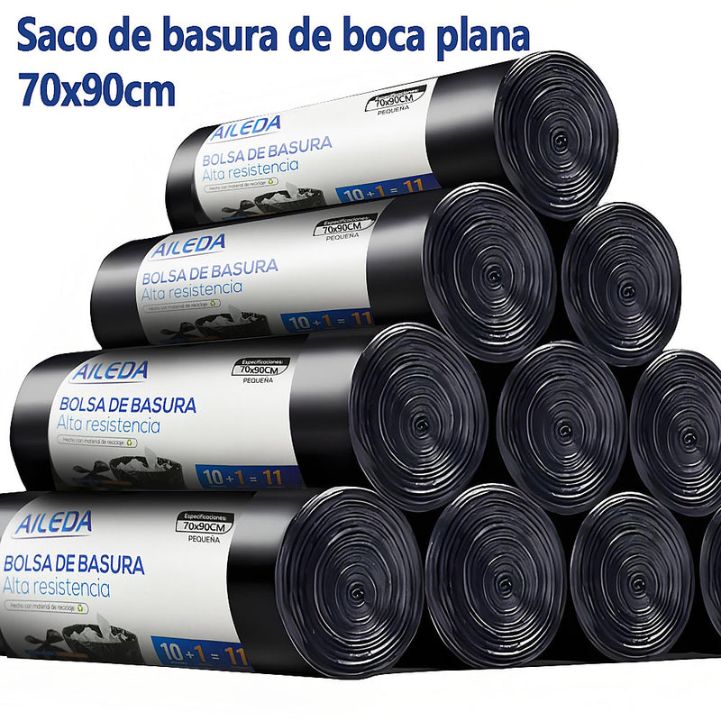 AILEDA 平口大号黑色加厚垃圾袋 70×90cm 商用家用 60L 大容量平底 PE 塑料袋 单卷 10只