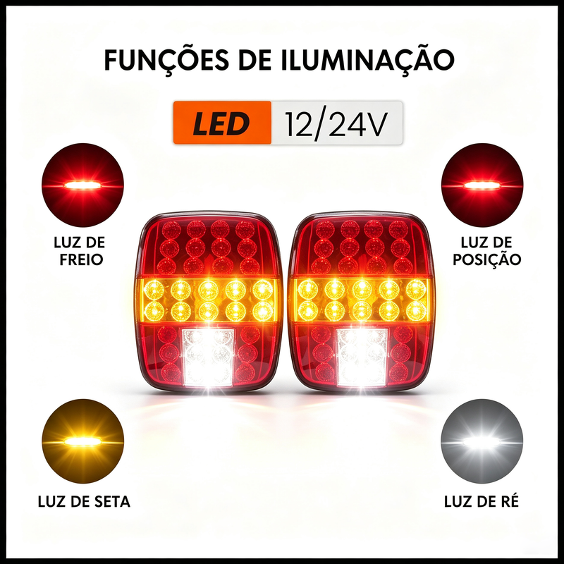 TORQUEHAMMER VPL-7507 大众卡车/通用货车 LED 尾灯总成 左右分体设计 12/24V 通用 四合一照明（刹车/位置/转向/倒车） IP65 防水抗振 即插即用 Marmitão 风格 190×155mm