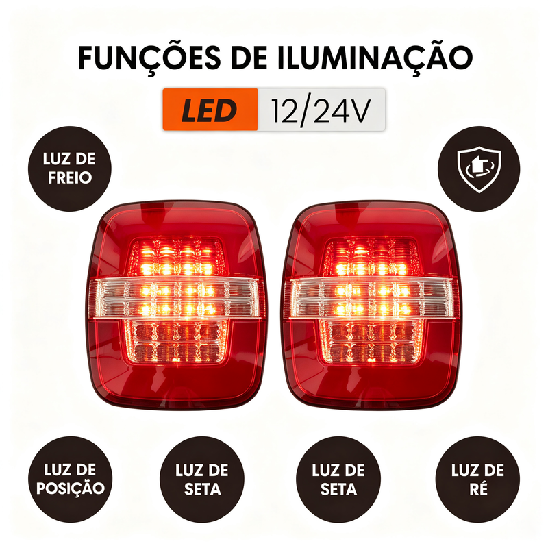 12V/24V通用LED卡车尾灯 IP65防水四功能一体Marmitão货车挂车刹车转向倒车示宽尾灯总成