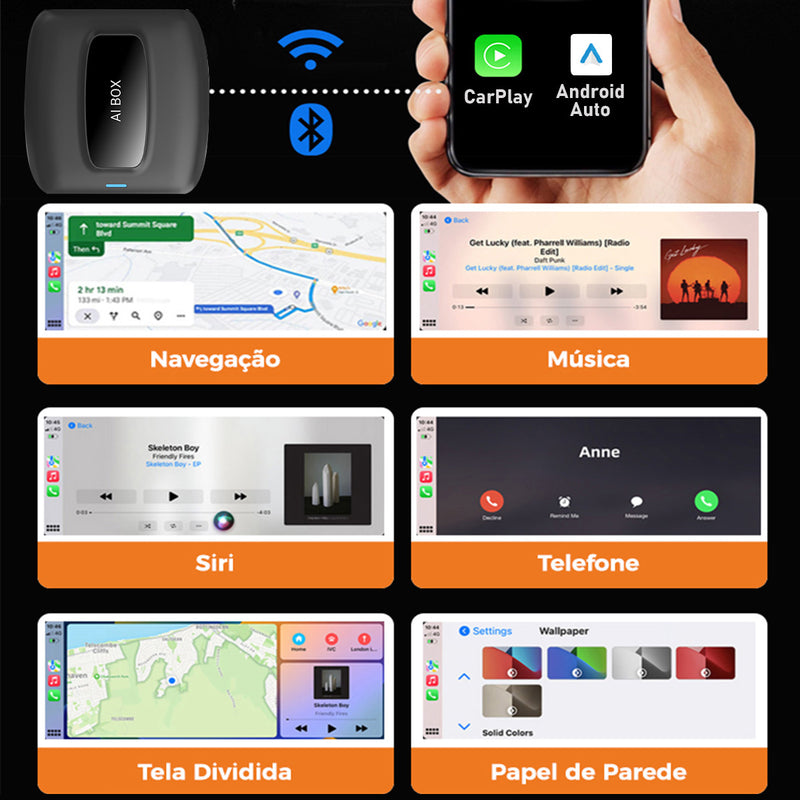Android AI Box 智能车载盒子 | 八核 4G+64G，无线 CarPlay/Android Auto，Android 12 系统，5G WiFi 蓝牙 5.0，4G 全网通，支持 SIM/TF/Type-C，即插即用