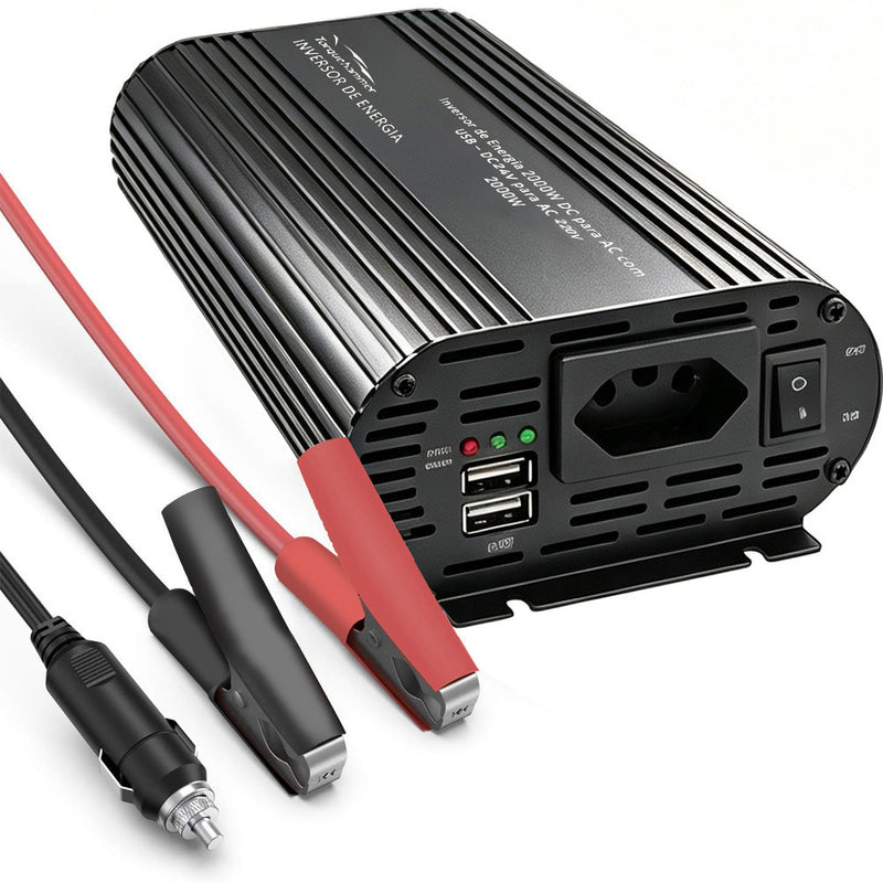 TORQUEHAMMER VPL-3653-8 2000W 超大功率车载电源逆变器 24V 转 220V 纯正弦波 双 USB 快充 3.4A 房车/卡车/工程机械/离网生活全能供电站 咖啡机/冰箱/洗衣机/搅拌机/电钻一机搞定