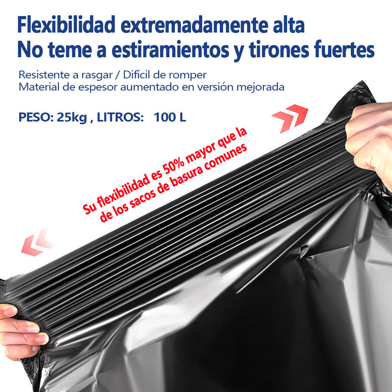 AILEDA 特大号平口加厚黑色垃圾袋 80×120cm 商用物业环卫 100L 大容量 PE 平口袋 单卷 10只